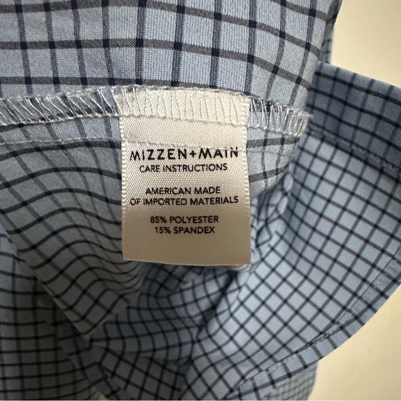 Mizzen + Main Leeward collection Blue Plaid L Trim Performance Button Up Shirt - Picture 6 of 7